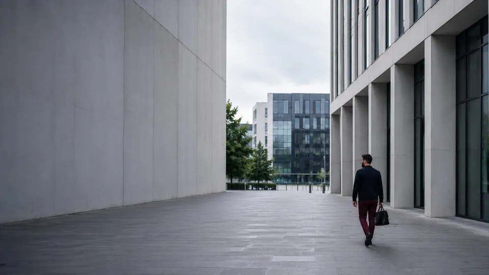 Kévin Barré in a business district
