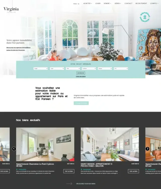 Aperçu du site Virginia Immobilier